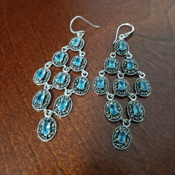 Jewelry - Blue Topaz & Silver chandelier earrings